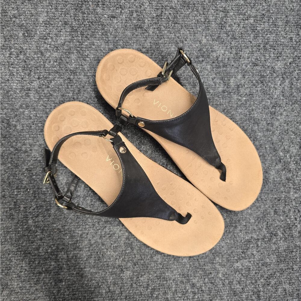 Vionic Kirra Black Leather T-Strap Orthotic Sandals Women's Size 9 TVW5126 - Picture 8 of 8